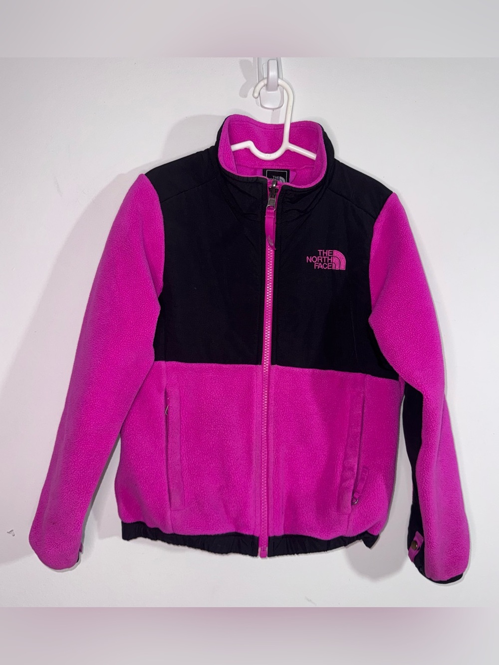 The North Face Girls XS 6 Pink Black Colorblock Full Zip Denali Fleece Jacket